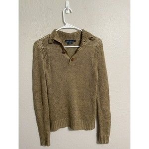 Ralph Lauren Linen Sweater  Womens Size S   Pull Over Long Sleeves 1/4 Button